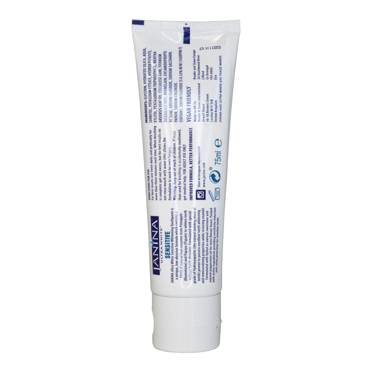 Janina Ultra White Sensitive Toothpaste 75ml Creightons