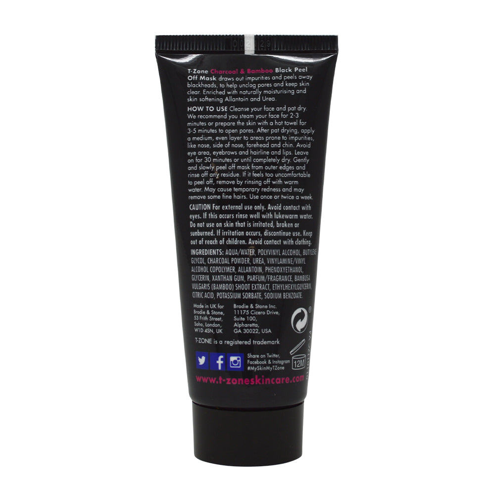 T-Zone Charcoal & Bamboo Black Peel Off Mask 50ml