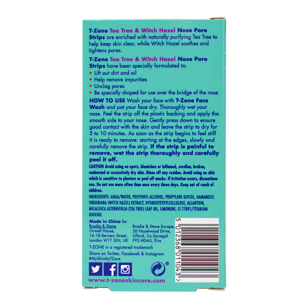 T-Zone Tea Tree & Witch Hazel Nose Pore Strips 6's