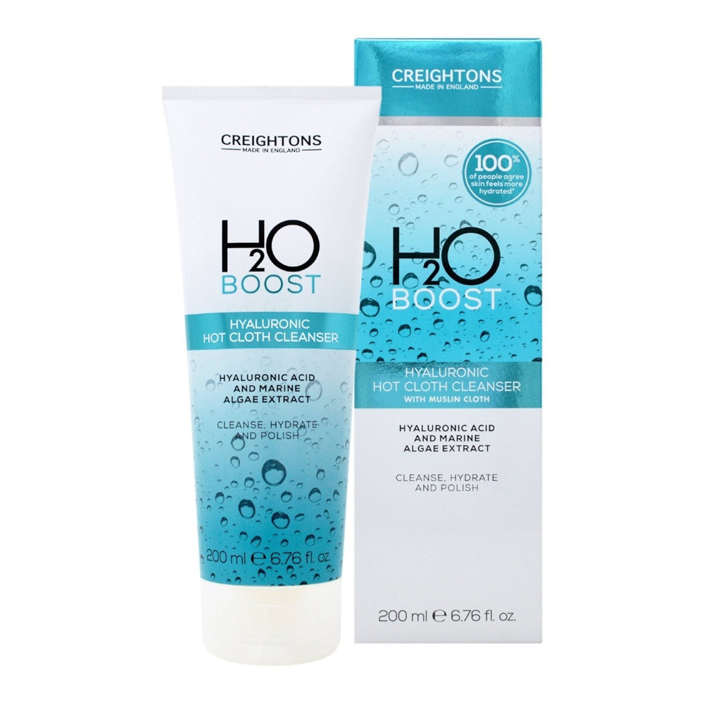 Creightons H2O Boost Hyaluronic Acid Hot Cloth Cleanser With Muslin Cloth 200ml