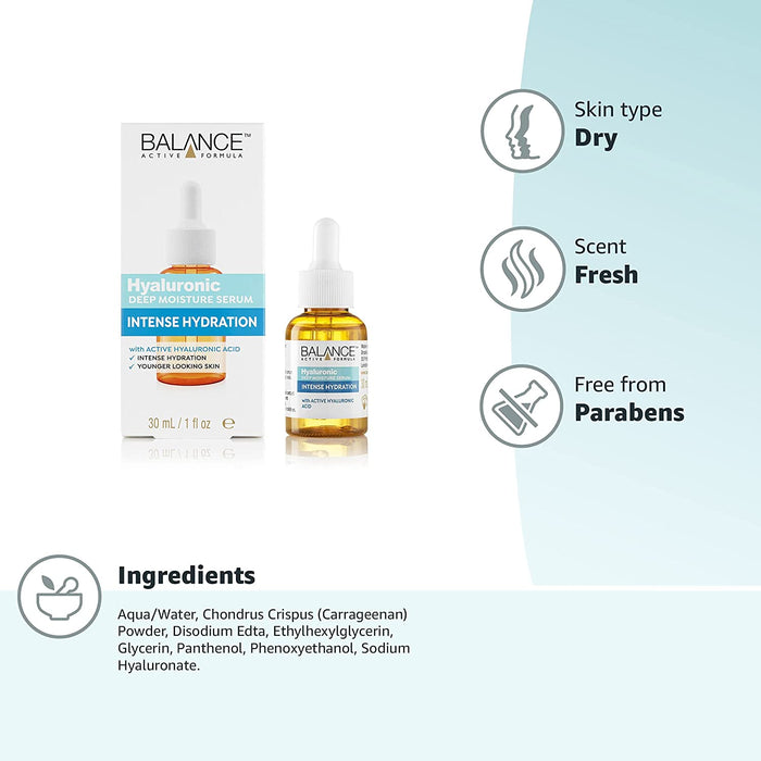 Skincare Hyaluronic Deep Moisture Serum 30ml - Balance Active Formula