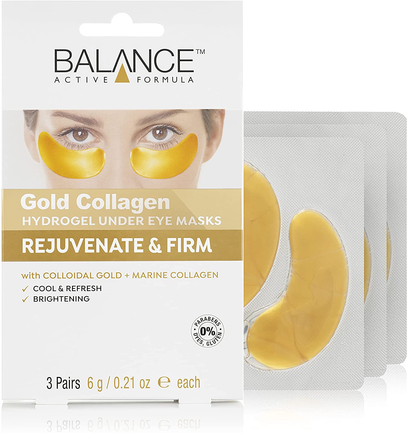 Skincare Gold + Marine Collagen Hydrogel Under Eye Masks - Balance Active Formula